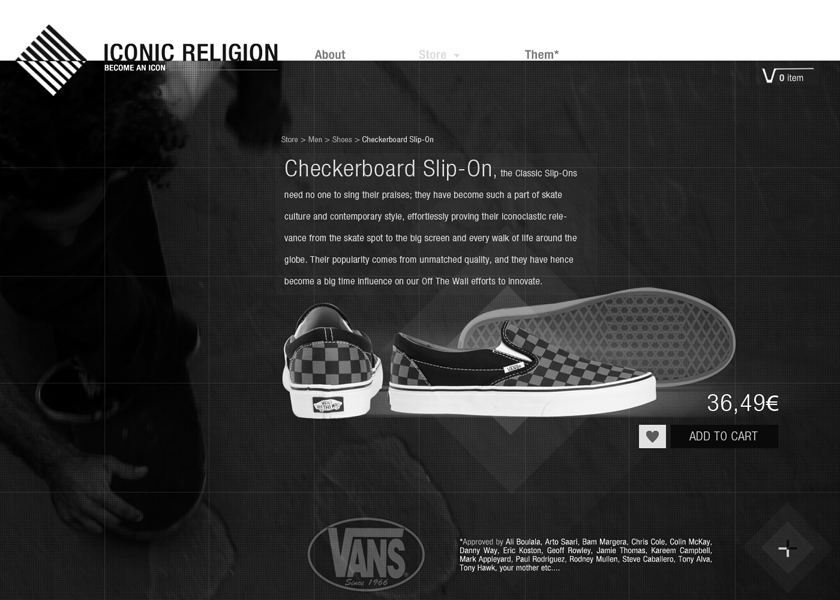 Vans iconic site product page