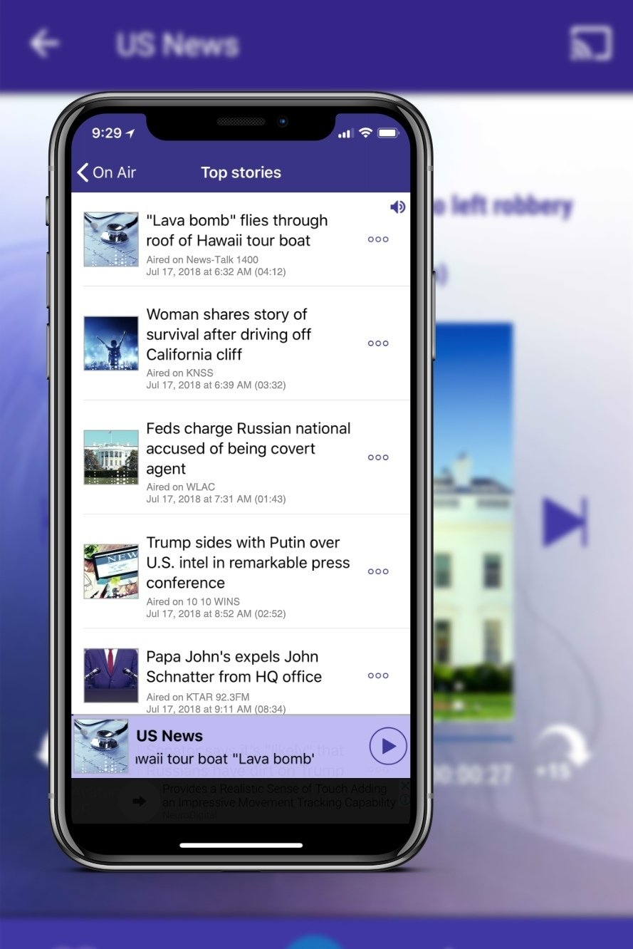 Audioburst episodes on Radioline iOS app as podcasts