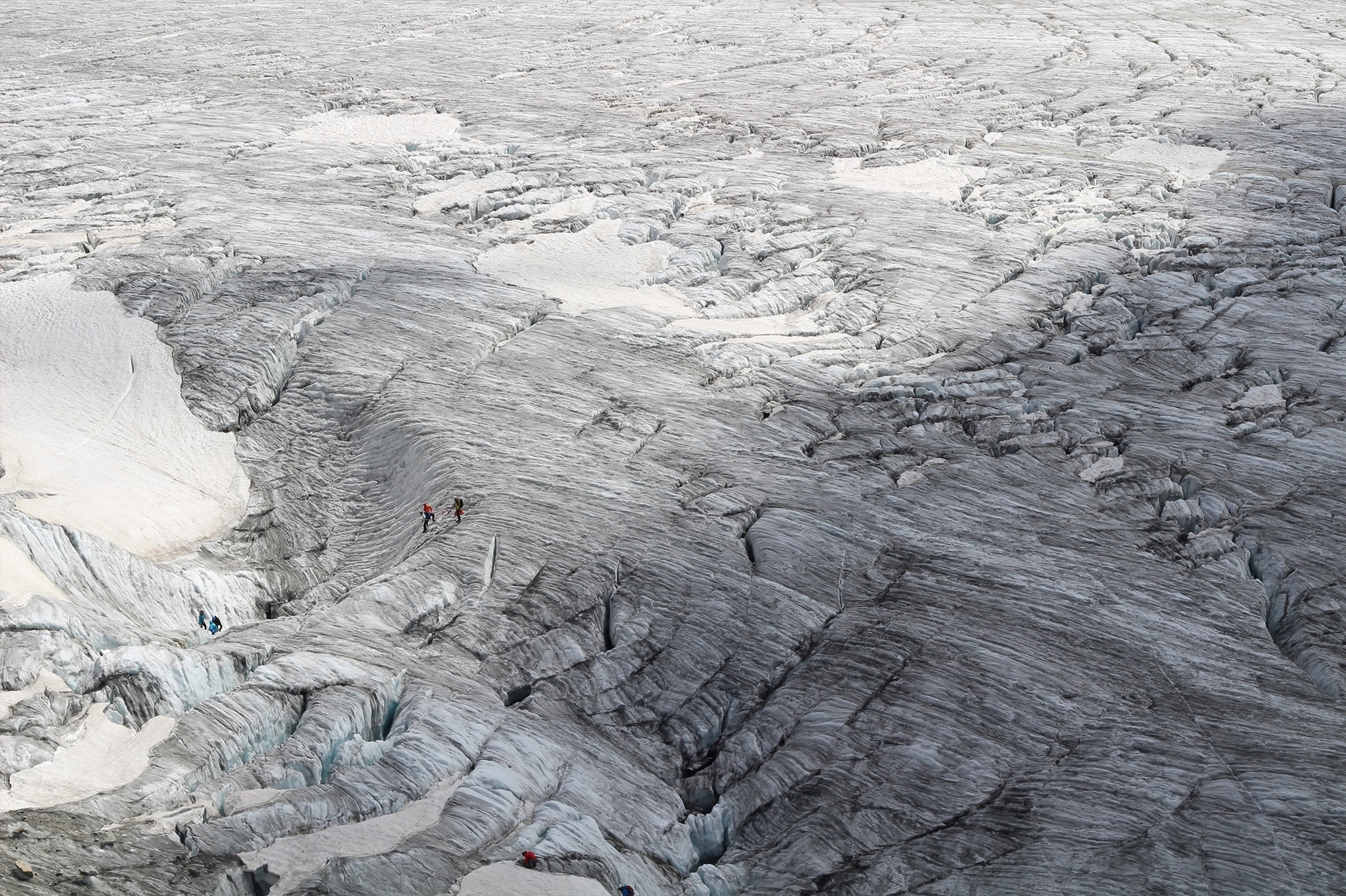 Alpinists on a glacier