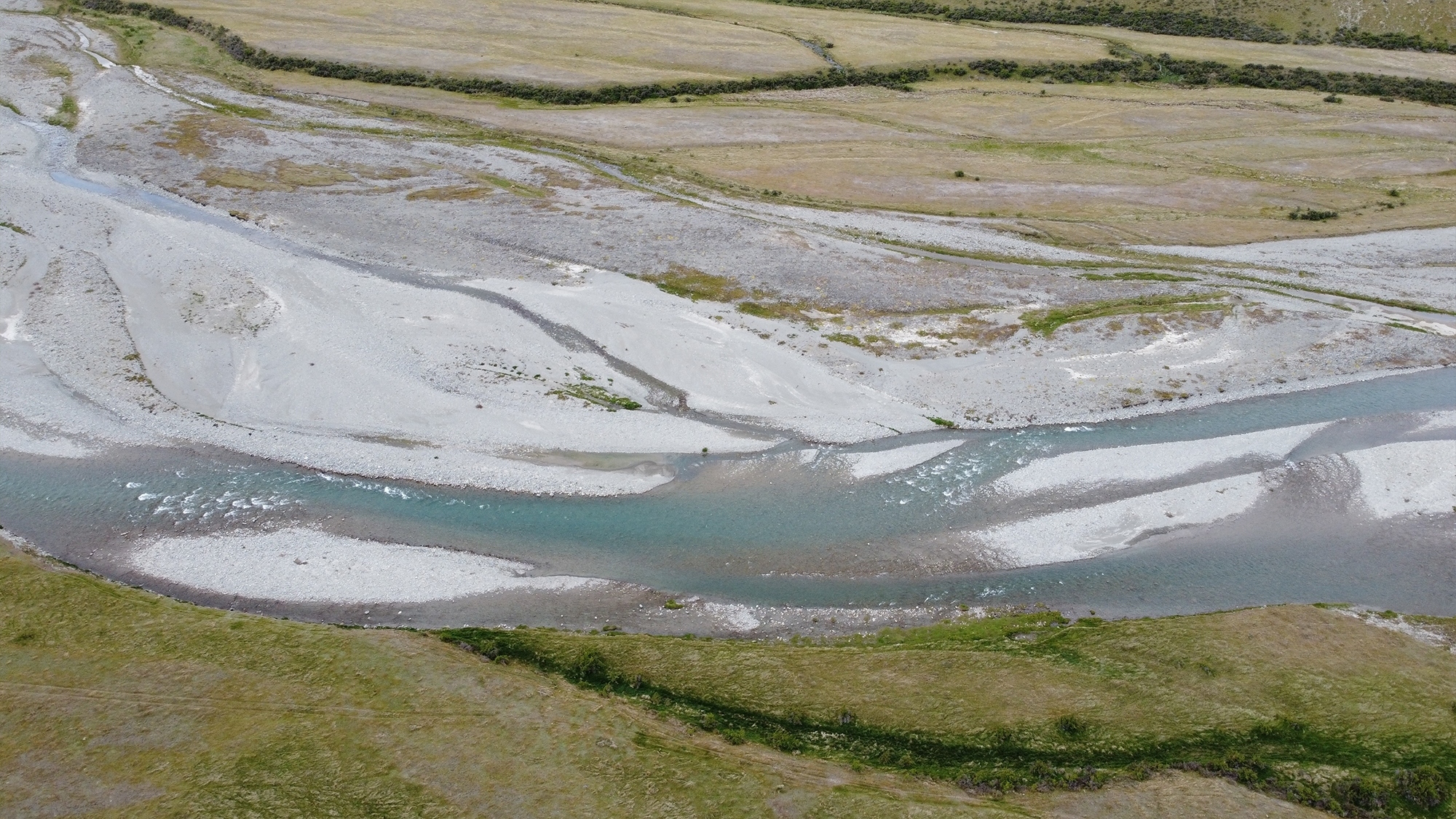 Ahuriri valley stream drone photo from above