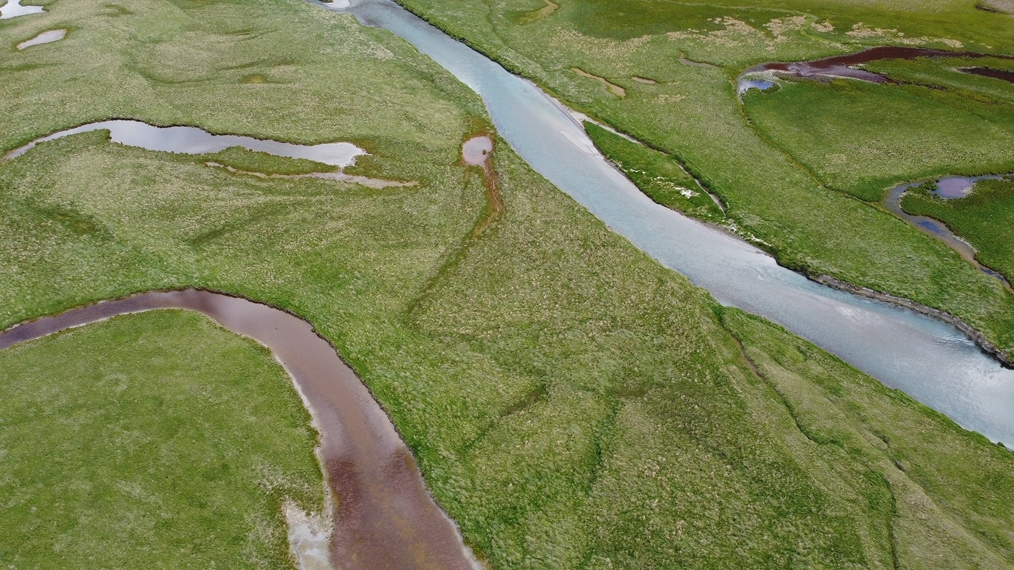 Ahuriri valley stream drone photo from above