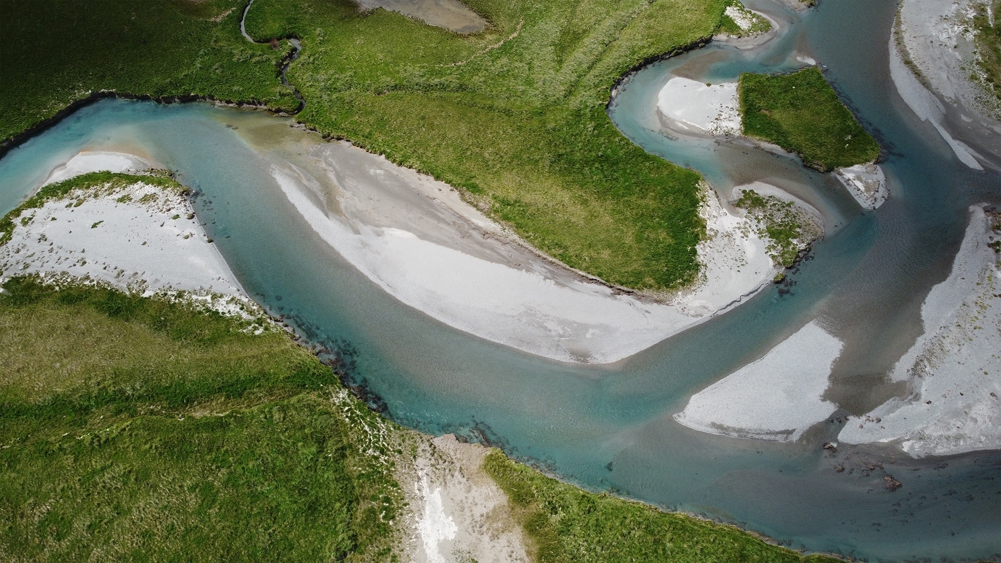 Ahuriri valley stream drone photo from above