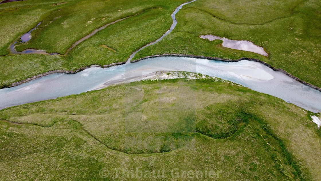 Ahuriri valley stream drone photo from above