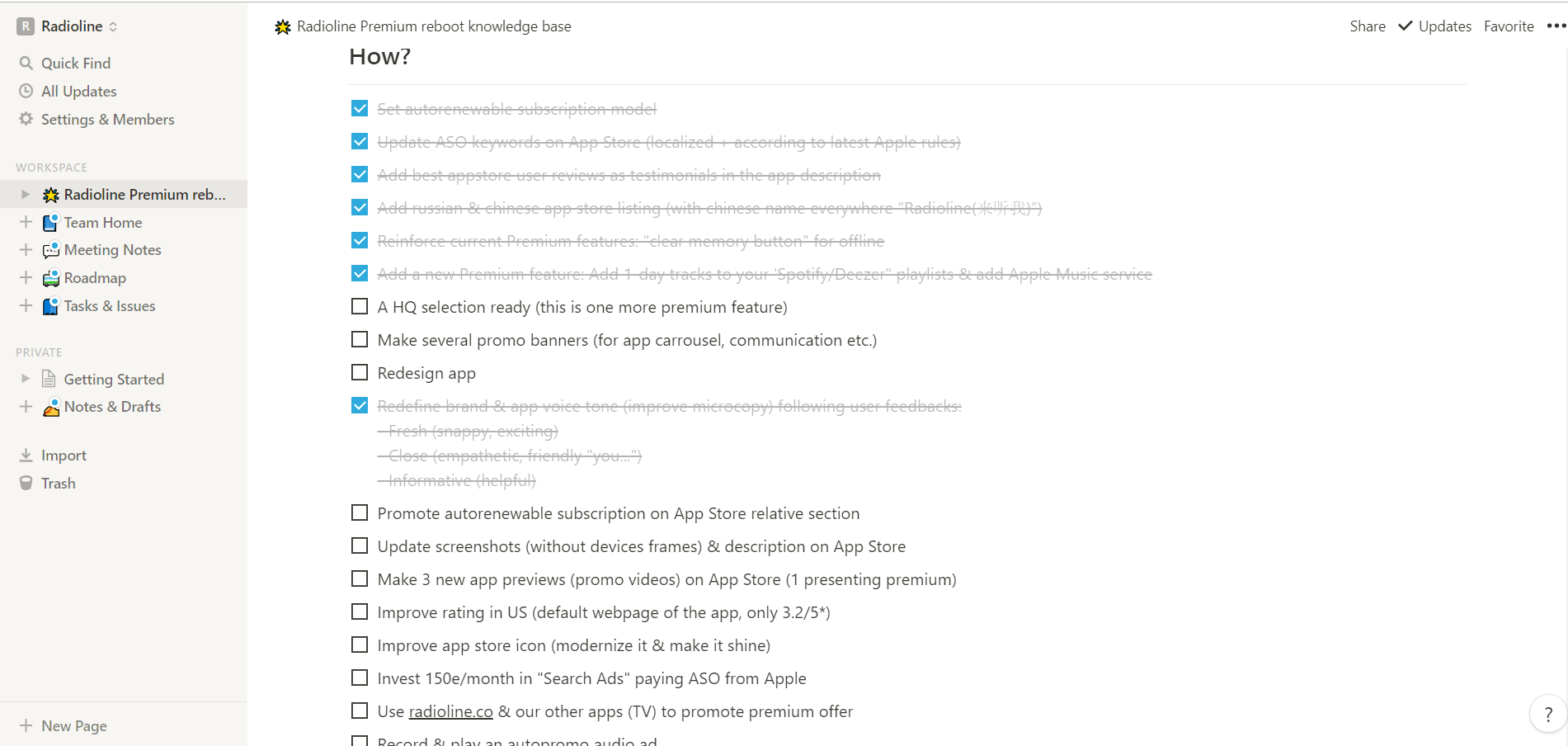 Radioline Premium Notion knowledge base